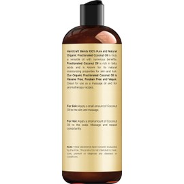 Handcraft Blends Organic Fractionated Coconut Oil - 236 ml - 100% Pure and Natural - Premium Grade Oil for Skin and Hair - Carrier Oil - Hair and Body Oil - Massage Oil