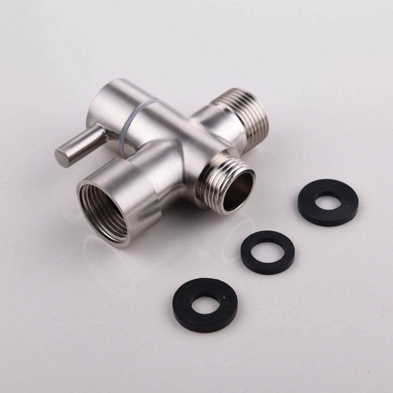 3-Way Solid Brass Brushed Nickel Shower Arm Diverter Valve G1/2