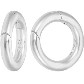 CREATCABIN 2Pcs Spring O Rings Spring Gate Rings 925 Sterling Silver Spring Snap Clip Small Clamp Clasps Round Smooth Clasp Closures Findings Connectors for Jewelry Making DIY Necklace Bracelet 12mm