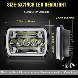 Unbranded For International Harvester 9900 9200 9400i 5x7" 7X6" LED Headlight Hi/Lo Beam