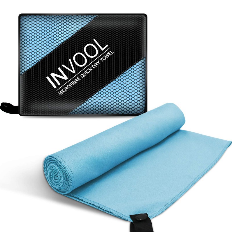Invool Microfiber Towel, 5 colours (Blue) with carry bag -