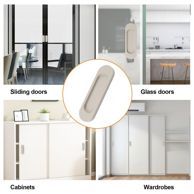 MOROBOR Self-Stick Oval Sliding Door Pulls, 2pcs Cashmere Gray Aluminum