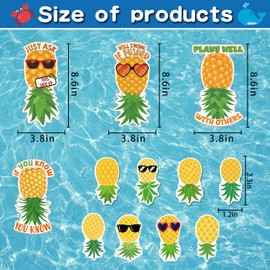Cruise Door Magnets Decorations Stickers - 12 Pcs Pineapple Upside Down Cruise Ship Door Magnetic Waterproof Cruising Essentials for Stateroom Refrigerator Carnival Party Decor