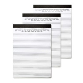 Mymazn Legal Pads 8.5 x 11 with Date on Top, Narrow Ruled, White Note Pads College Ruled Writing Tablets for Office, School, 50 Sheets, 3 Pack
