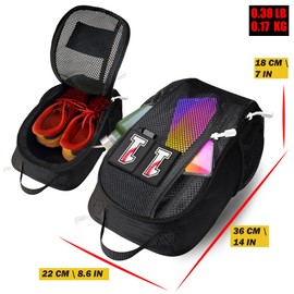 yoson.k Sports Soccer Shoe Gloves Carring Zipped Bag with Patches (1, Black)