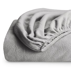 Bare Home Super Soft Fleece Fitted Sheet - Split Head Flex King Size - Extra Plush Polar Fleece - Deep Pocket - All Season Cozy Warmth (SHFK, Light Grey)