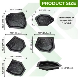 Betonex 6 pc Flagstone Molds ABS 2mm - Reusable Paver Molds for DIY Stepping Stones & Garden Paths