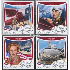 Prophila Collection Sao Tome e Principe 7473-7476 (Complete Edition) Mint NH ** MNH 2017 Amelia Earhart (Stamps for Collectors) Airplanes/Balloons/Zeppelins/Aviation