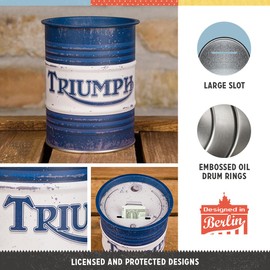 Nostalgic-Art Retro Money Box 600ml Triumph - Oil Barrel - Gift Idea for Bikers Metal Piggy Bank Vintage Tin Money Box