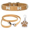 HALFSUMO Leather Dog Collar Dog Lead Combo Set Dog Collars