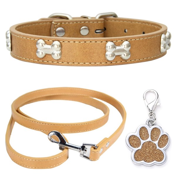 HALFSUMO Leather Dog Collar Dog Lead Combo Set Dog Collars