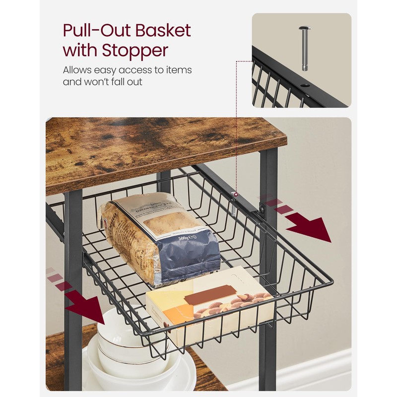 VASAGLE Baker's Rack, Microwave Stand, Kitchen Storage Rack with Wire