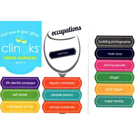 Clingks 12 Drink Markers - OCCUPATIONS - Fun Alternative to Wine Charms