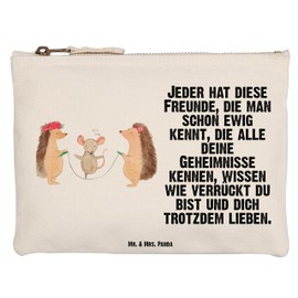 Mr. & Mrs. Panda Size M Make-Up Bag Hedgehog Rope Bouncing - Gift, Mouse, Case, Animal Motifs, Makeup Case, Cosmetic Case, Skipping, Animals, Good, White, Hand Drawn