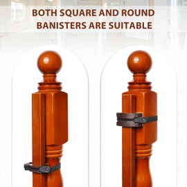 2 Pcs No Hole Stairway Baby Gate Mounting Kit - Fits Round & Square Banisters, Compatible with Most Hardware and Pressure Mount Baby Gates Up to 37 inches Tall