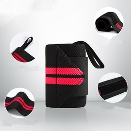 Weight Lifting Wrist Support Wraps with Thumb Loop - Best Weightlifting Wrap for Pro Gym Training - Power Lifting - Body Building - Powerlifting - This Wrist Wraps Come in Pair Fits Both Guy and Girl (Black, 8cm*50cm)