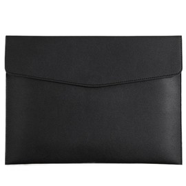 BOJIDO File Case, PU Leather, A4, Envelope File Document Storage, Document Case, Large Capacity, Waterproof, Durable, Stylish, Beautiful, Lightweight, Portable, Easy to Open and Close, Stationery, Office Supplies, Holds 100 Sheets of A4 Paper, (Black)