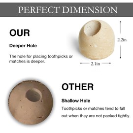 PHINILUX 100% Travertine Toothpick Holder | Match Holder | Cute Beige Match Jar | Matches Box for Candles or Bathroom Decor | 2.1*2.1*2.2 | Toothpicks NOT Included