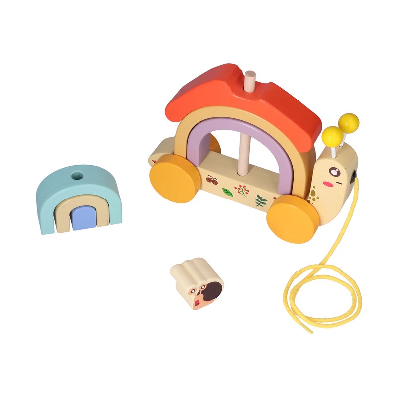 Beech Wooden Baby Pull Along Toy WalkALong Snails Toddler for
