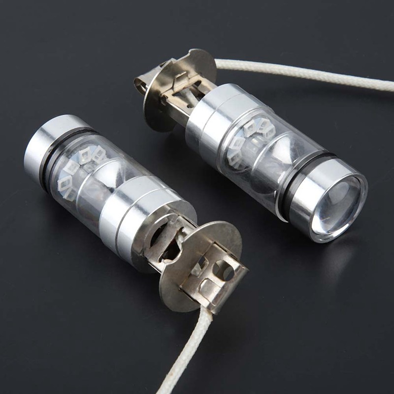 2x H3 6000K Blue 100W LED Headlight Bulbs Kit Fog