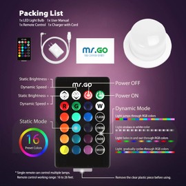 Mr.Go LED Replacement LED Light Module Part with Remote and Charger for LED Cube & Ball Lights, 16 RGB Colors, Pack of 1 (LM117-20)