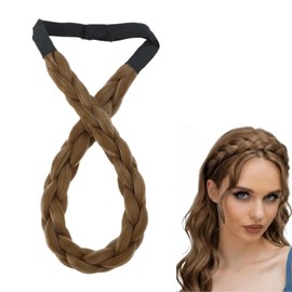 Diadema de Trenza de Cabello Sintético Realista para Mujer, Banda de Pelo Trenzada Ajustable y Cómoda, Accesorio de Peinado Elegante, Tres Hebras