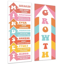 Hippie Groovy Growth Mindset Classroom Decorations Growth Mindset Banner Posters Motivational Bulletin Board Decor for Back to School Wall Door Decors Preschool Elementary Middle High School Supplies