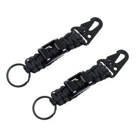 Paracord Planet Handwoven Paracord Keychain with Carabiner and Bottle Opener - 2 Pack (Black)