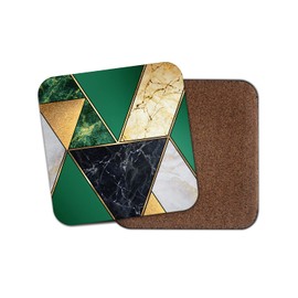 Square Single Coaster - Art Deco Green Marble Effect New Home House Kitchen Drinks Gift #77832