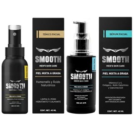 SMOOTH Kit Dúo Radiante para hombres | Tónico facial de Ácido hialurónico y Sérum Facial de Vitamina C y Coenzima Q10 | Hidrata, Tonifica y Desinflama