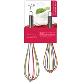 Core Kitchen 10645 Kitchen Stainless Steel & Silicone Whisk Set44; Rainbow - 2 Piece2