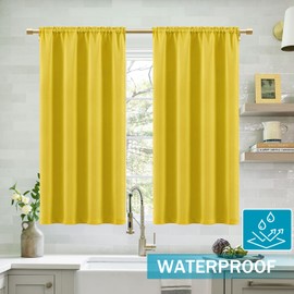 Yellow Curtains 48 Inch Length for Bathroom Window,Room Darkening Spring Kitchen Curtains Sets for Windows,2 Panels