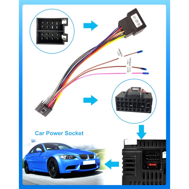 16 Pin Wiring Harness ISO Adapter for Android Car Radio