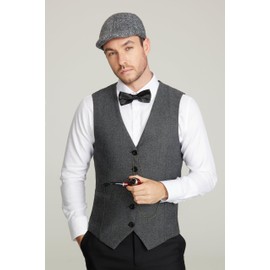 Gionforsy 1920s Mens Costume Gatsby Gangster Vest Fedora Hat Suspenders Bow Tie Costume Accessories Set