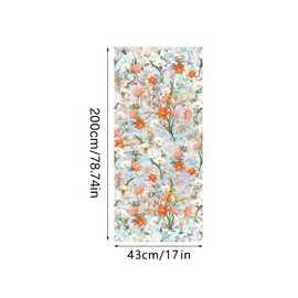 Aomkmi Floral Window Film Heat Blocking, UV Protection Window Privacy Flim, Removable Stained Glass Sticker Clings Bathroom Door Car Sunroof Decoration, 17x78.74 Inch