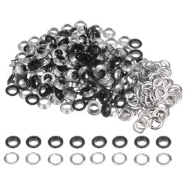 HARFINGTON 200 Set Color Round Grommets 8mm 1/3" Hole Metal Eyelets with Washers for Scrapbooking Shoes Clothes Leather Canvas, Matte Black