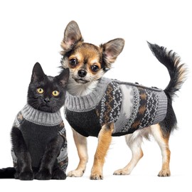 ABRRLO Dog Christmas Jumpers V neck Grey Puppy Cat Sweaters Cute Polar Bear Knitted Pet Clothes Xmas Costume Apparel for Small Medium Large Dogs(White Bear,S)