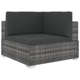vidaXL Gray Poly Rattan Sectional Corner Chair with Cushions - Weather Resistant, Modular & Light-Weight Design, Perfect for Outdoor Garden and Patio