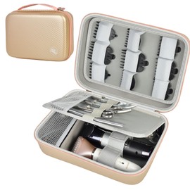 Boobowl Barber Accessories Bag for Clippers and Supplies, Mens Hair Trimmers Box, Portable Clipper Storage Holder for Hair Cutting, Guard Grooming Kit and Barbers Supplies (Bag Only)-Gold