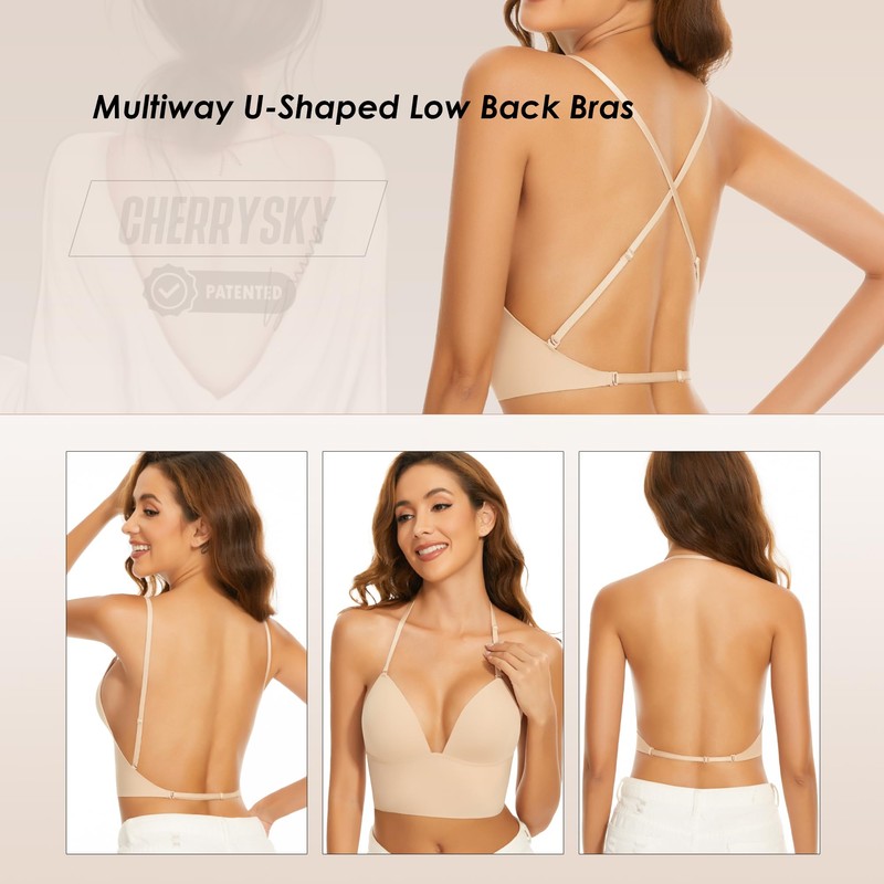 Low Back Bras for Women-Seamless Invisiable Backless Bras-Wireless Triangle Bralette