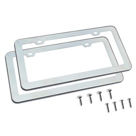 2PCs Creathome Stainless Steel License Plate Frames with Mirror Polish Color