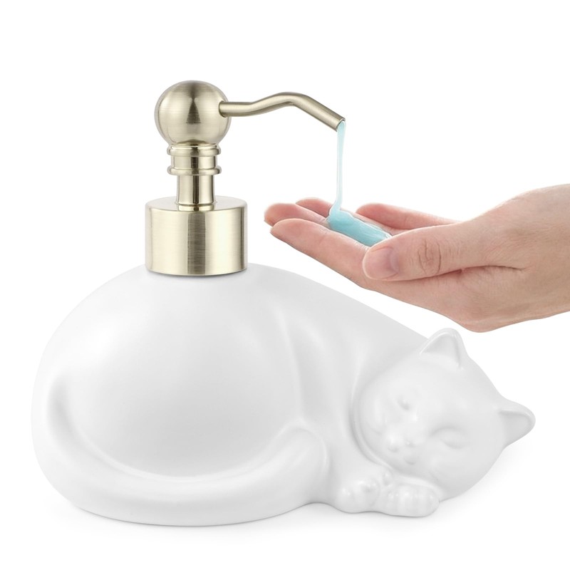 NEWHENGS Cat Shape Soap/Lotion/Hand Sanitizer Stainless Steel Pump Dispenser Gifts