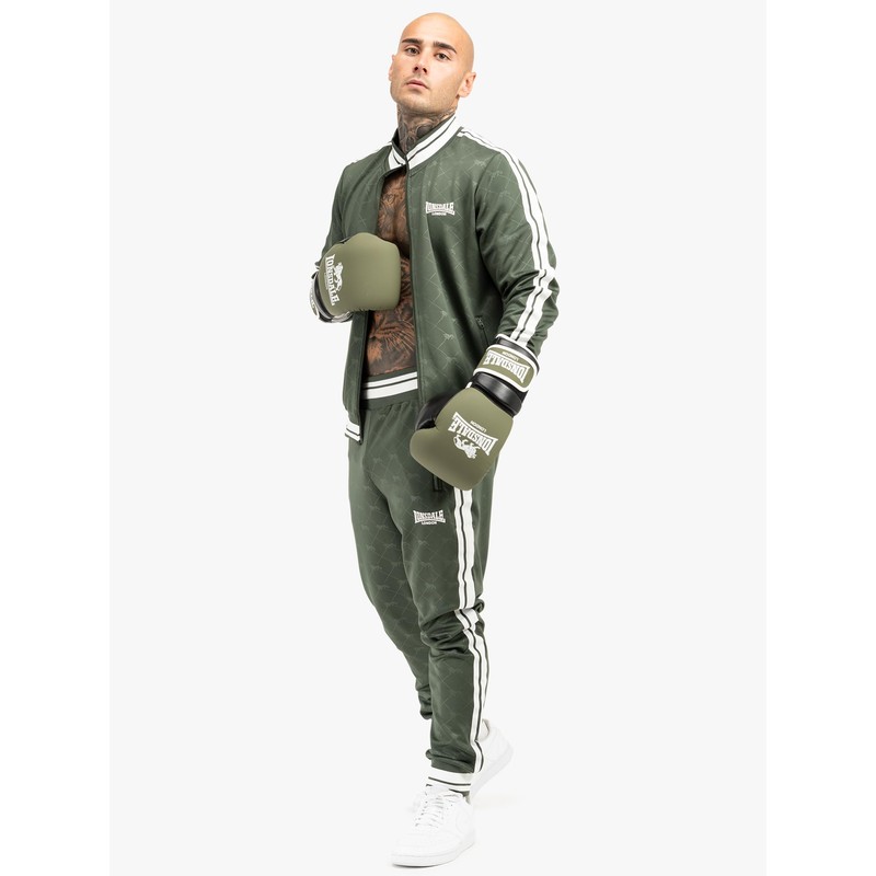 Lonsdale Barford Leather Boxing Gloves Olive/Black/White 12 oz