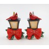 Fine Ceramic Christmas Red Cardinal & Lamp Post Salt 7