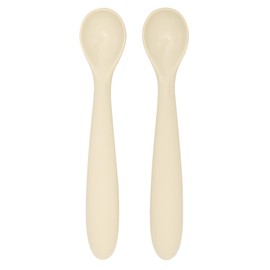 dollop - Cuchara de alimentación de silicona para bebé, paquete de 2 (arena)