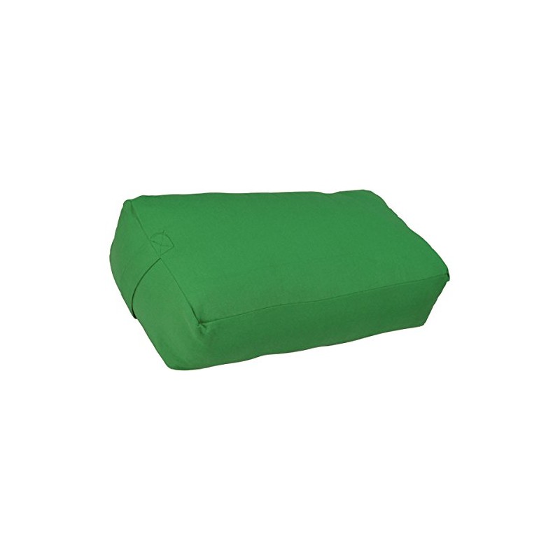 YogaAccessories Supportive Rectangular Cotton Yoga Bolster - Green