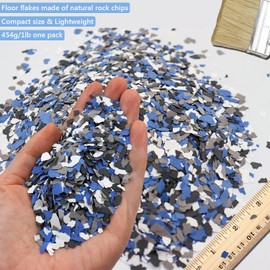 900G/2Lb Blend Decorative Color Chips Epoxy Floor Flakes Garage Floor Paint Flakes Concrete Floor Coatings Kits for Garage Wall Interior and Exterior House Paint (Black, White, Blue, Grey)