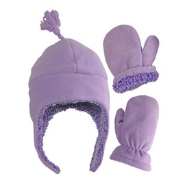 N’Ice Caps Toddler Baby Winter Hat Mitten Set – Kids Boys Girls Gloves Fleece Sherpa Lined (Light Purple, 2-3 Years)