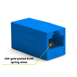 trueCABLE Cat6 Inline Coupler, Unshielded (UTP), PoE++ (4PPoE), UL Listed, ETL Verified, ANSI/TIA 568-2.D Cat 6 Performance Compliant, Female to Female RJ45 Couplers, Blue, 2 Pack