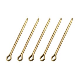 sourcing map Split Cotter Pin - 3mm x 50mm (1/8 Inch x 1 31/32 Inch) Solid Brass 2-Prongs Gold Tone Fastener Clip Key 5Pcs